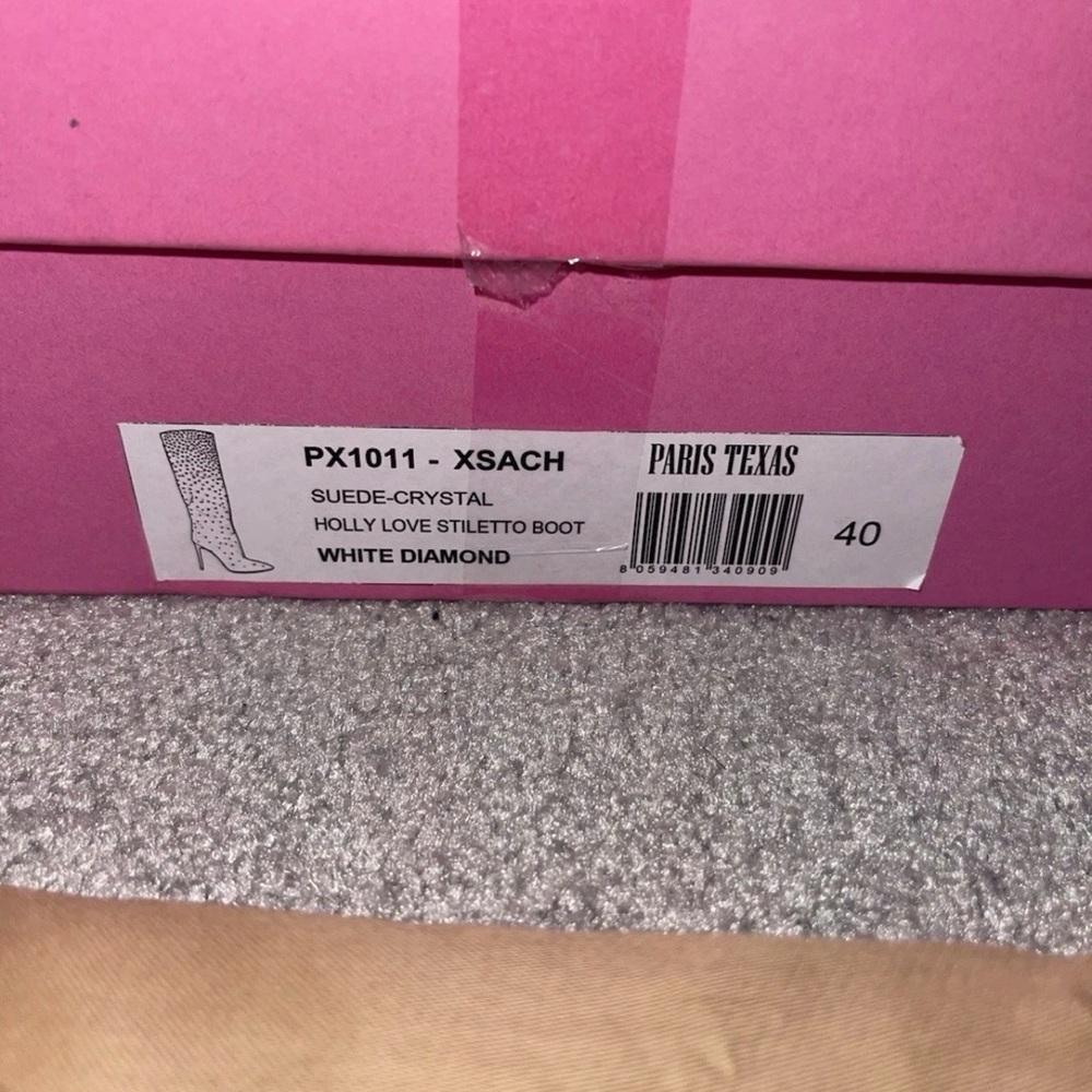 White Rhinestone Knee-High Stiletto Boots - Picture 5 of 10